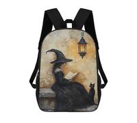 sinyumoney Witch Reading Book with Black Cat-1 Mochila Escolar Para La Escuela Secundaria, Preparatoria, Universidad Y Viajes Para Niños/niñas/adolescentes 17inch