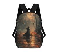 sinyumoney Witch Riding Broomstick in Forest Mochila Escolar Resistente Al Agua, Mochila De Viaje, Bolsa Para Computadora - Perfecta Para Viajes, Trabajo Y Uso Diario 17inch