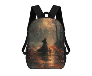 sinyumoney Witch Riding Broomstick in Forest Mochila Escolar Resistente Al Agua, Mochila De Viaje, Bolsa Para Computadora - Perfecta Para Viajes, Trabajo Y Uso Diario 17inch