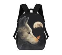 sinyumoney Wolf And Glowing Butterfly Mochila Escolar Infantil Impresa En 3D Para Niños, Mochilas De Viaje De Alta Capacidad, Bolsas Para Libros, Mochila Escolar Infantil 17inch