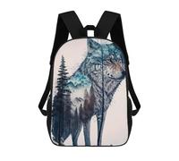 sinyumoney Wolf And The Winter Forest Mochila Escolar Impresa En 3D Para Niños Y Niñas, Mochila Para Portátil Para Niños/estudiantes/adultos 17inch