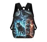 sinyumoney Wolf And Tiger Animal Mochila Escolar, Mochila De Negocios Para Portátil, Mochila Unisex Informal Para Hombres/mujeres 17inch