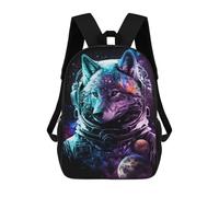 sinyumoney Wolf Astronaut in Space Mochila Escolar Resistente Al Agua, Mochila De Viaje, Bolsa Para Computadora - Perfecta Para Viajes, Trabajo Y Uso Diario 17inch