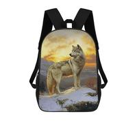sinyumoney Wolf at Sunset Mochila, Mochila Infantil, Mochila Escolar Para Estudiantes, Mochila Para Libros, Mochila Escolar Impresa En 3D Para Niños Y Niñas 17inch