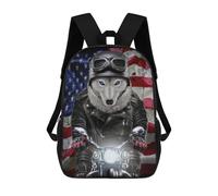 sinyumoney Wolf Biker Spirit Mochila, Mochila Infantil, Mochila Escolar Para Estudiantes, Mochila Para Libros, Mochila Escolar Impresa En 3D Para Niños Y Niñas 17inch