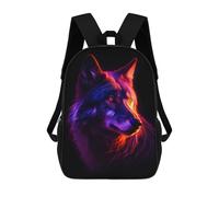 sinyumoney Wolf Dark Neon Colors Mochila Escolar Infantil De 17 Pulgadas, Mochila Escolar Impresa En 3D Para Niños De Primaria Y Secundaria