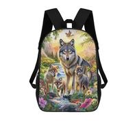 sinyumoney Wolf Family in Flowers Mochila Escolar Resistente Al Agua, Mochila De Viaje, Bolsa Para Computadora - Perfecta Para Viajes, Trabajo Y Uso Diario 17inch