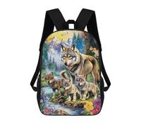 sinyumoney Wolf Family in Forest Scene Mochila Escolar De 17 Pulgadas Impresa En 3D Mochilas Infantiles Mochila Genial Impresa En 3D Para Niños De Primaria Y Secundaria
