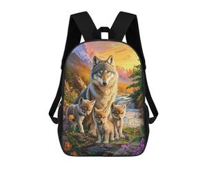 sinyumoney Wolf Family in Nature Mochila Escolar Ligera Para Aeropuerto Y Universidad Para Niñas Y Adolescentes 17inch