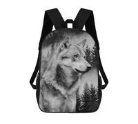 sinyumoney Wolf Forest Black&White Mochila Escolar Infantil De 17 Pulgadas Con Estampado 3D De Películas De Anime Para Niños, Mochila De Viaje, Mochila Escolar Infantil