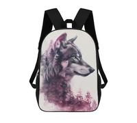 sinyumoney Wolf Forest Profile Art Print Mochilas Escolares, De Viaje Y Universitarias Para La Escuela/trabajo/viajes 17inch