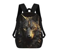 sinyumoney Wolf Gold Black Animals Mochilas Para Niños Mochila Escolar Mochila Escolar Impresa En 3D Para Niños Estudiantes De Primaria Y Secundaria 17inch