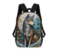 sinyumoney Wolf Gold Kintsugi Mochila Infantil, Mochila Escolar Impresa En 3D, Mochila Para Niños Y Niñas, Mochila Escolar Ajustable Para La Escuela Primaria 17inch