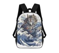 sinyumoney Wolf Great Wave Japan Mochila Infantil Para Niñas, Mochila Escolar 3D, Mochila Para Niños Pequeños, Mochila Informal De Día, Mochila Escolar De Moda 17inch