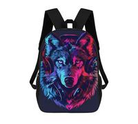 sinyumoney Wolf Headphones Neon Art Print-2 Mochila Infantil De 17 Pulgadas, Mochila Escolar Con Estampado 3D De Dibujos Animados Para Niños Y Adolescentes.