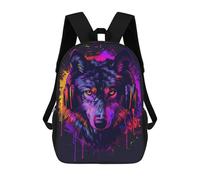 sinyumoney Wolf Headphones Neon Art Print Mochila Escolar Impresa En 3D 17inch Mochilas De Moda Para Niños, Mochilas Escolares Para Niños De Primaria Y Secundaria