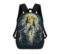 sinyumoney Wolf Howl Under Full Moon Mochila Infantil De 17 Pulgadas, Mochila Escolar Con Estampado 3D De Dibujos Animados Para Niños Y Adolescentes.
