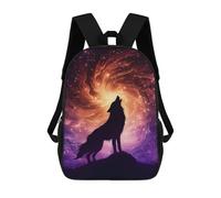 sinyumoney Wolf Howling at Cosmic Vortex Sky Mochila Escolar Para Niñas Mochila Impermeable Mochila Informal De Día Mochila Ligera Para Niño Y Niña Mochila Escolar 17inch