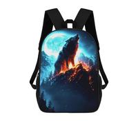 sinyumoney Wolf Howling at Full Moon-1 Mochila Escolar Impresa En 3D 17inch Mochila Escolar Infantil Mochilas De Viaje Mochila Informal De Moda Para Niños Y Estudiantes