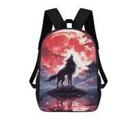 sinyumoney Wolf Howling at Full Moon 17inch Mochilas Escolares Impresas En 3D, Mochilas Escolares De Moda Para Niños De Primaria Y Secundaria