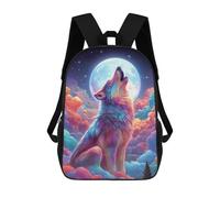 sinyumoney Wolf Howling at Moon Art Print-1 Mochilas Infantiles Mochila Escolar Impresa En 3D Para Niños Mochilas De Viaje Bolsas Para Libros Para Niños 17inch Mochila Escolar