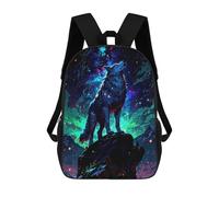 sinyumoney Wolf Howling at Starry Night Sky Mochila Infantil Para Niñas Y Niños, Mochila De Día, Escuela Primaria, Perfecta Para La Vuelta Al Cole O Educación Física, Regalos Y Viajes 17inch