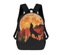 sinyumoney Wolf Howling at The Moon Mochila Escolar Infantil Con Impresión 3D, Mochila Escolar Informal Para Niños De Primaria Y Secundaria 17inch