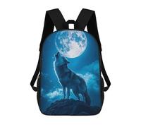sinyumoney Wolf Howling at The Moon Mochila Escolar, Mochila Infantil Para Niños Y Adolescentes, Regalos, Mochilas De Día Con Impresión 3D, Mochila Escolar, Mochila Para Libros 17inch