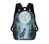sinyumoney Wolf Howling at The Moon Mochila Escolar Para Niños Y Niñas, Mochila Informal De Viaje, Mochila De Gran Capacidad Para El Día A Día 17inch