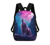 sinyumoney Wolf Howling at The Moon Mochilas Infantiles Escolares Impresas En 3D, Mochilas Para Niños, Mochilas De Viaje Para Niños Y Niñas, Mochilas Escolares Para Niños 17inch