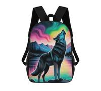 sinyumoney Wolf Howling Aurora Borealis Mochilas Para Niños Y Estudiantes, Mochilas Escolares Impresas En 3D, Mochilas Para Estudiantes De Primaria Y Secundaria, Mochilas Para Niños Y Niñas 17inch