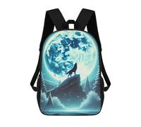 sinyumoney Wolf Howling Moon Mochilas Infantiles Mochila Escolar Mochila Impresa En 3D Para Niños Mochilas De Viaje Bolsas Para Libros Mochila Escolar Para Niños 17inch