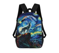 sinyumoney Wolf Howling Under Starry Night Sky Mochila Escolar, Mochila De Negocios, Mochila Impermeable Para Libros Para Hombres, Mujeres Y Adolescentes 17inch