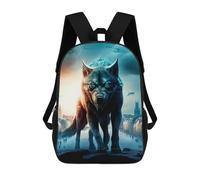 sinyumoney Wolf in A Fantasy Cityscape Mochila Escolar Para Niñas Y Niños, Mochilas De Gran Capacidad, Mochilas Ligeras Para Niños Y Estudiantes 17inch
