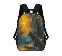 sinyumoney Wolf in Autumn Forest Painting Mochila Escolar Impresa En 3D Mochilas Informales Para Niños Mochila Escolar Impresa En 3D Para Niños De Primaria Y Secundaria 17inch