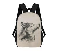 sinyumoney Wolf in Charcoal Art Mochila Escolar Para Niñas Y Niños, Mochilas De Gran Capacidad, Mochilas Ligeras Para Niños Y Estudiantes 17inch