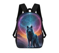 sinyumoney Wolf in Cosmic Landscape Mochila Escolar Infantil Impresa En 3D, Mochila Informal De Moda Para Niños, Mochila De Viaje De Alta Capacidad Para Libros Para Niños 17inch