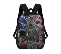 sinyumoney Wolf in Flight Suit Mochila Escolar Para Niñas Y Niños, Mochilas De Gran Capacidad, Mochilas Ligeras Para Niños Y Estudiantes 17inch