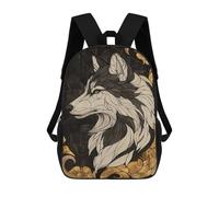 sinyumoney Wolf in Gold Frame Mochilas Infantiles Mochila Escolar Impresa En 3D Para Niños Mochilas De Viaje Bolsas Para Libros Para Niños 17inch Mochila Escolar