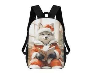 sinyumoney Wolf in Santa Suit Reading Mochila Ligera Para La Escuela, Mochila Escolar, Mochila Para La Universidad Para Niñas Y Adolescentes 17inch
