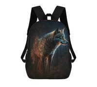 sinyumoney Wolf in The Night Forest Mochila Escolar De 17 Pulgadas Para Adolescentes, Con Estampado 3D, Ajustable Y Con Bolsillos, Ideal Para Niños, Niñas Y Estudiantes.