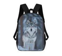 sinyumoney Wolf in Winter Forest Mochila Escolar Mochilas Escolares Para Niñas Y Niños Mochila Con Bolsillo Mochila Escolar De Moda Mochila Infantil 17inch