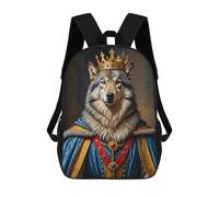 sinyumoney Wolf King Mochila Escolar Infantil Estampada Para Adultos Y Niños, Mochila De Viaje Para El Día A Día 17inch