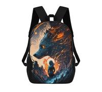 sinyumoney Wolf Moon Encounter Mochila Infantil Para Niñas Y Niños, Mochila De Día, Escuela Primaria, Perfecta Para La Vuelta Al Cole O Educación Física, Regalos Y Viajes 17inch