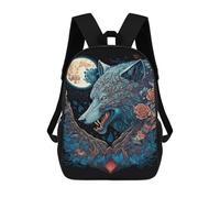 sinyumoney Wolf Moon Fantasy Art Print-1 Mochila Escolar Infantil De 17 Pulgadas, Mochila Escolar Impresa En 3D Para Niños De Primaria Y Secundaria