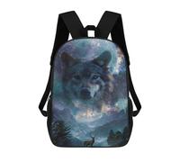 sinyumoney Wolf Moon Fantasy Landscape Mochila Escolar Infantil De 17 Pulgadas, Mochila Escolar Impresa En 3D Para Niños De Primaria Y Secundaria