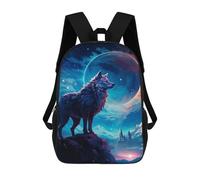 sinyumoney Wolf Moon Night Mochila Escolar Para Institutos Y Colegios Informales Para El Campus, Actividades Al Aire Libre, Viajes Y Deportes 17inch