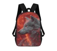 sinyumoney Wolf Moon Poster Art Print Mochila Escolar Infantil De 17 Pulgadas Con Estampado 3D, Mochila Moderna Para Niños, Mochilas De Viaje, Bolsas Para Libros, Mochila Escolar Infantil
