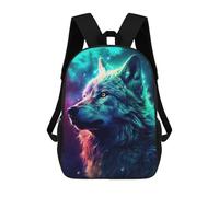 sinyumoney Wolf Night Galaxy Aurora Mochila Escolar Grande Resistente Al Agua Para Portátil Para Niñas, Niños Y Adolescentes 17inch