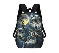 sinyumoney Wolf Pack Moon Night Mochila Escolar Para Niñas Mochila Impermeable Mochila Informal De Día Mochila Ligera Para Niño Y Niña Mochila Escolar 17inch